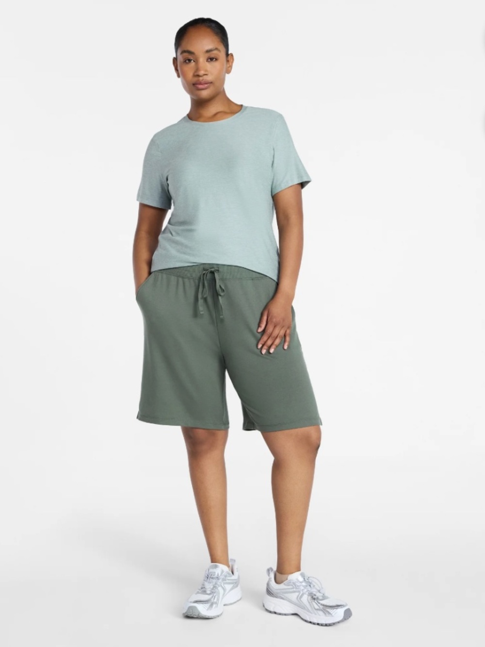 Athletic Works Womens Green Midnight French Terry Cloth Bermuda Shorts Size XXXL - Picture 2 of 6